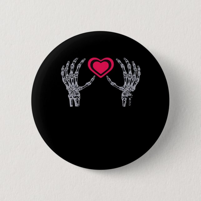 Skeleton Hands Heart Cute 2 Inch Round Button (Front)