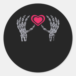 Skeleton Hands Heart Cute Classic Round Sticker