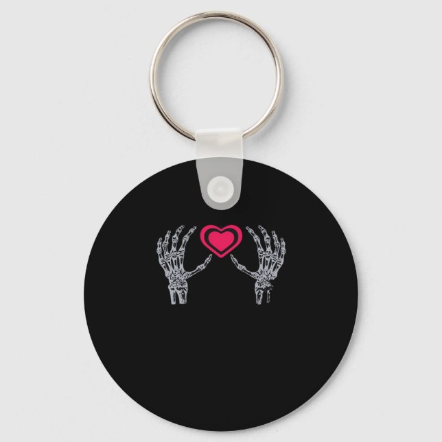 Skeleton Hands Heart Cute Keychain (Front)