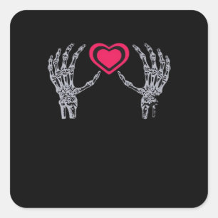 Skeleton Hands Heart Cute Square Sticker