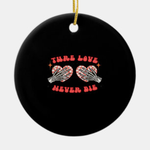 Skeleton Hands Heart Design Classic Ceramic Ornament