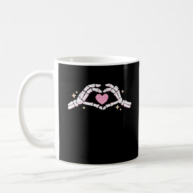 Skeleton Hands Heart Funny Coffee Mug (Left)