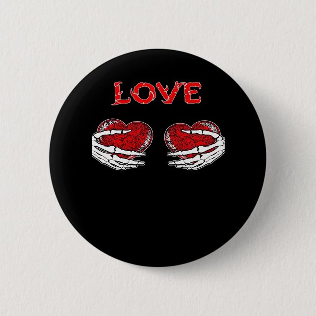 Skeleton Hands Heart Funny Design 2 Inch Round Button (Front)