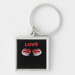 Skeleton Hands Heart Funny Design Keychain