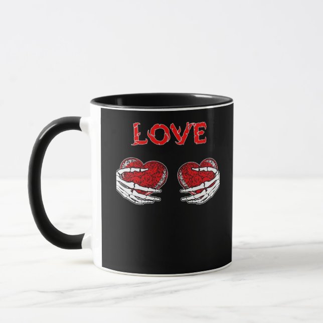 Skeleton Hands Heart Funny Design Mug (Left)