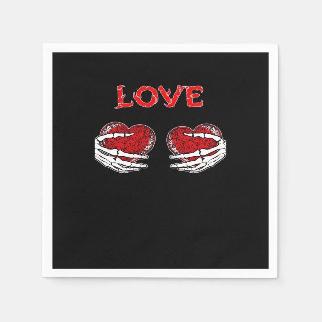 Skeleton Hands Heart Funny Design Napkin (Front)