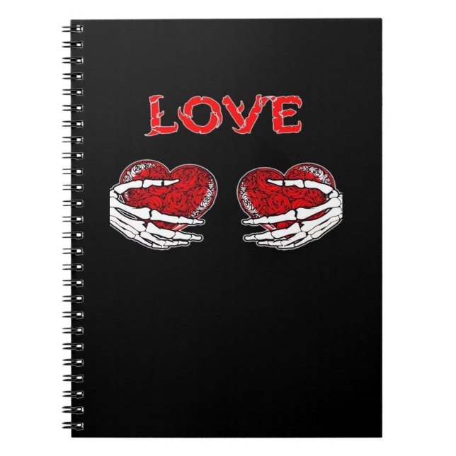 Skeleton Hands Heart Funny Design Notebook (Front)