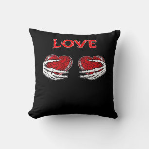 Skeleton Hands Heart Funny Design Throw Pillow