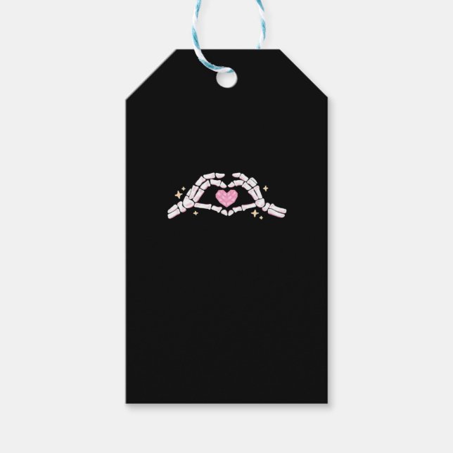 Skeleton Hands Heart Funny Gift Tags (Front)