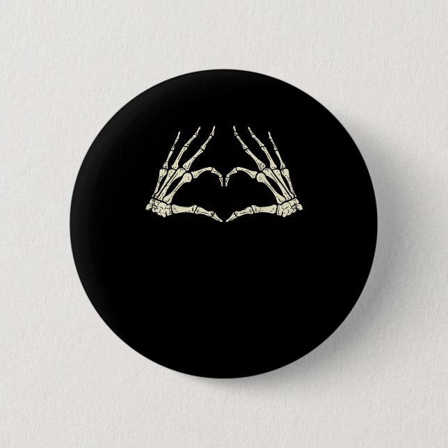 Skeleton Hands Heart Funny Halloween Men Women Kid 2 Inch Round Button (Front)