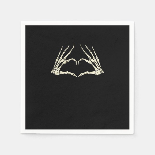 Skeleton Hands Heart Funny Halloween Men Women Kid Napkin (Front)