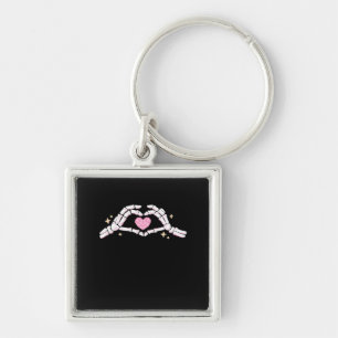 Skeleton Hands Heart Funny Keychain