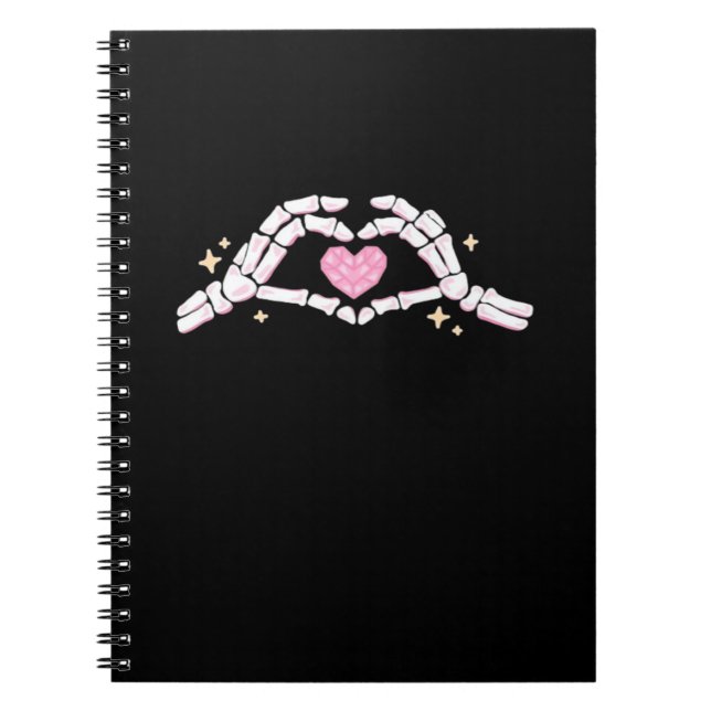 Skeleton Hands Heart Funny Notebook (Front)