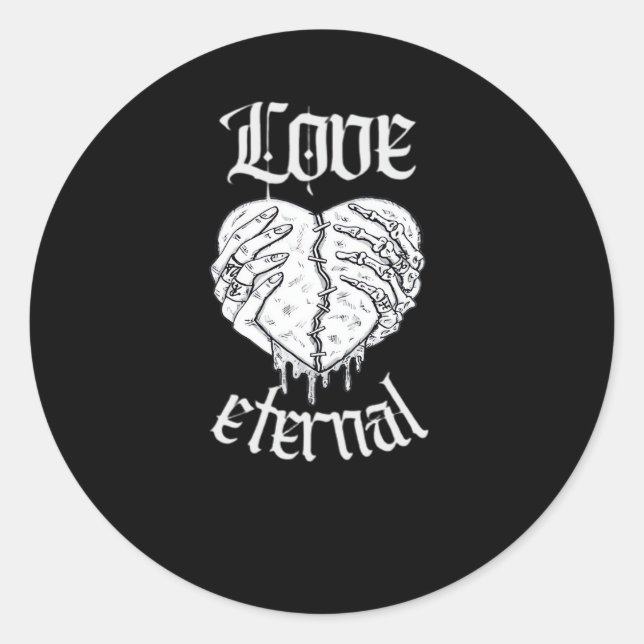 Skeleton Hands Heart Gothic Classic  Classic Round Sticker (Front)