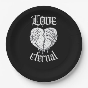 Skeleton Hands Heart Gothic Classic  Paper Plate