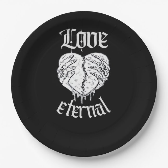 Skeleton Hands Heart Gothic Classic  Paper Plate (Front)