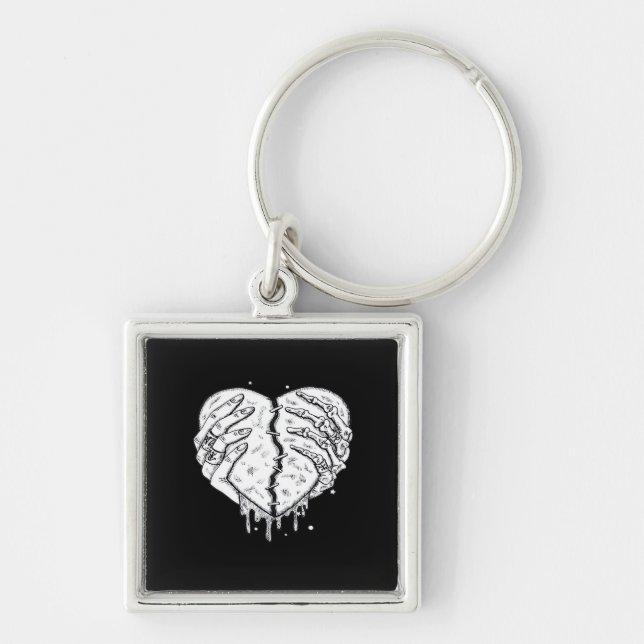Skeleton Hands Heart– Gothic  Heart Classic Keychain (Front)