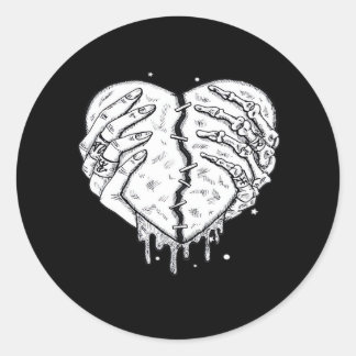 Skeleton Hands Heart– Gothic  Heart Classic Round Sticker