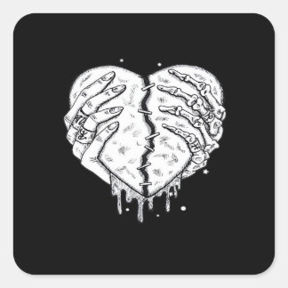 Skeleton Hands Heart– Gothic  Heart Classic Square Sticker