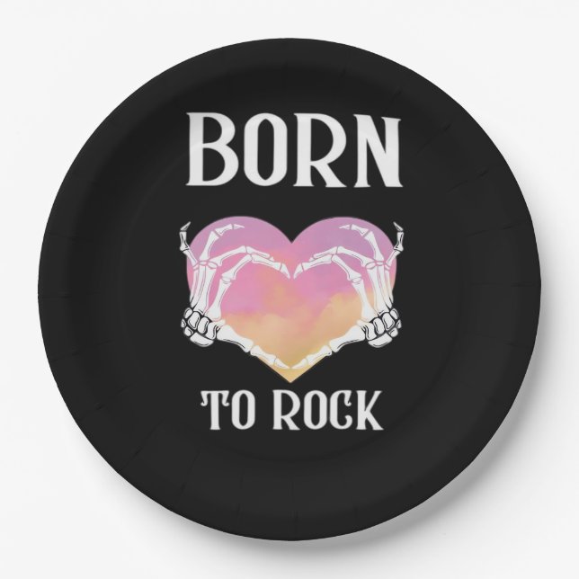 Skeleton Hands Heart Graphic For Classic Paper Plate (Front)