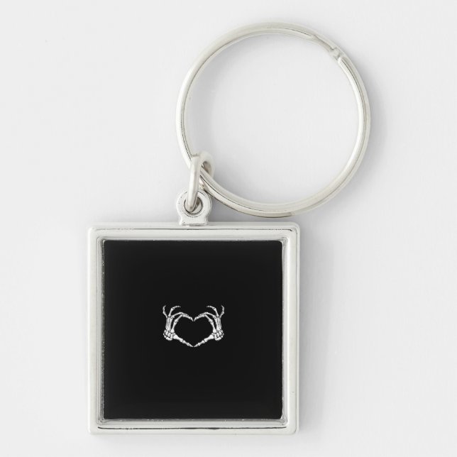 Skeleton Hands Heart Graphic Keychain (Front)