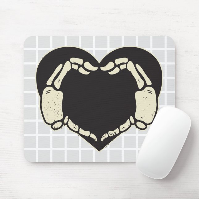 Skeleton Hands Heart Grid Mouse Pad (With Mouse)