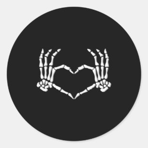 Skeleton Hands Heart Halloween Costume Men Women Classic Round Sticker