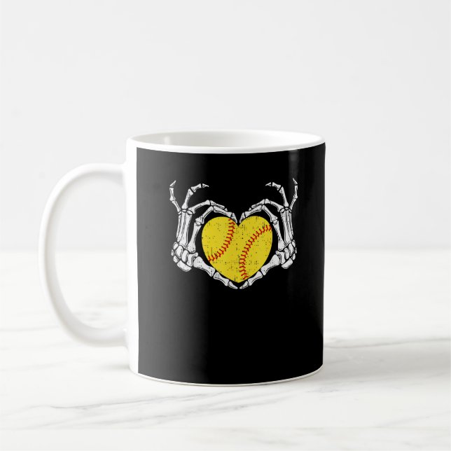 Skeleton Hands Heart Halloween Costume Softball Wo Coffee Mug (Left)