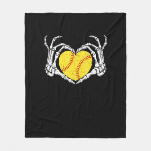 Skeleton Hands Heart Halloween Costume Softball Wo Fleece Blanket