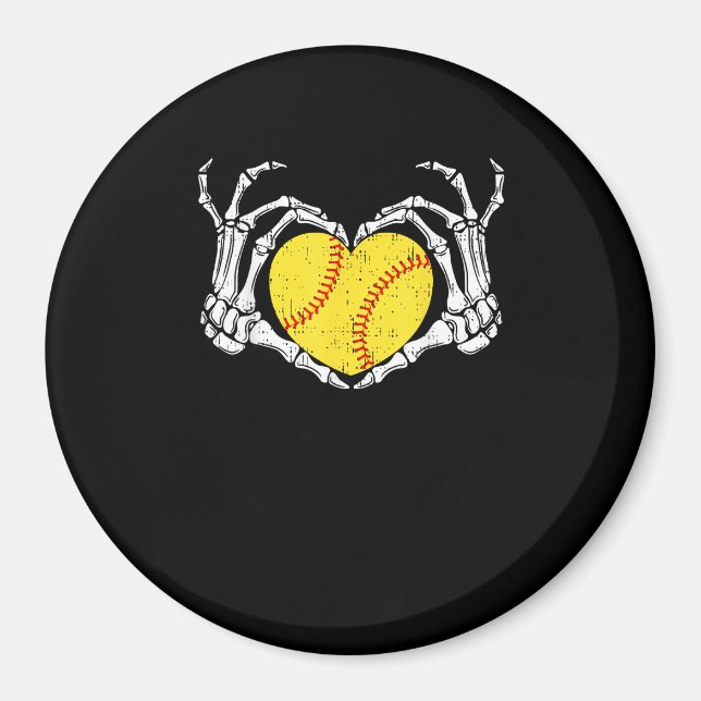Skeleton Hands Heart Halloween Costume Softball Wo Magnet (Front)