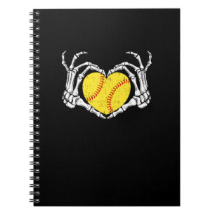 Skeleton Hands Heart Halloween Costume Softball Wo Notebook