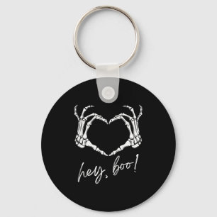 Skeleton Hands Heart Hey Boo Funny Halloween Men W Keychain
