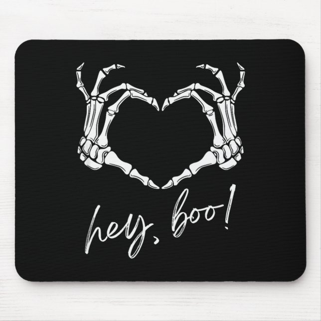 Skeleton Hands Heart Hey Boo Funny Halloween Men W Mouse Pad (Front)
