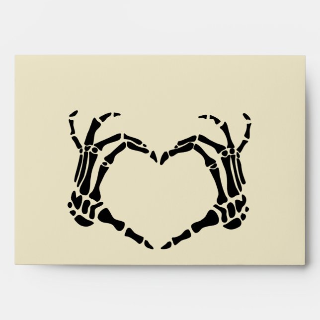 Skeleton Hands Heart Shape Custom Wedding Envelope (Front)