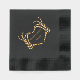 Skeleton Hands Heart Shape Custom Wedding Foil Napkins
