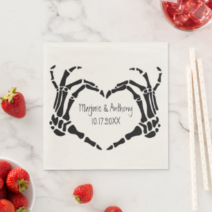 Skeleton Hands Heart Shape Custom Wedding Napkin