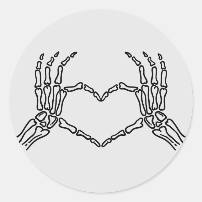 Skeleton Hands Heart Shape Sticker (Front)