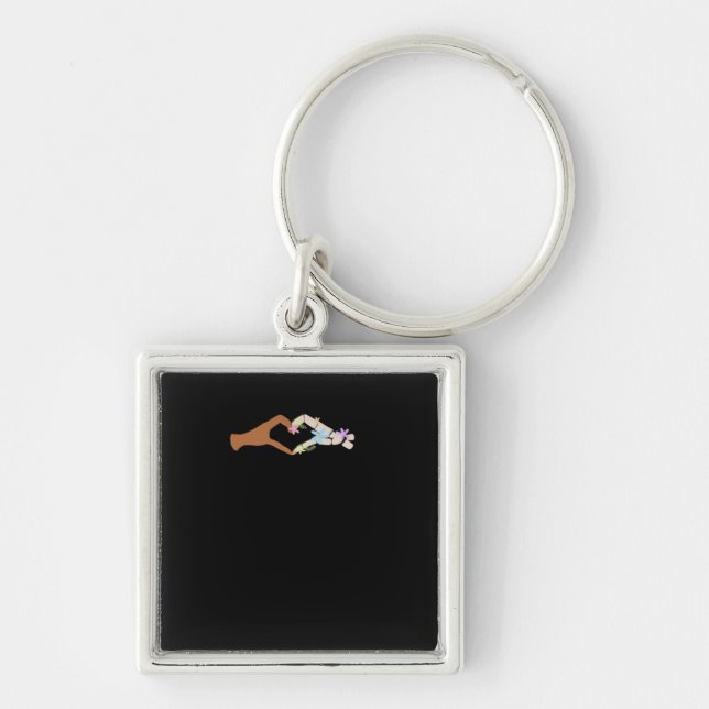Skeleton Hands Heart Show Basic Keychain (Front)