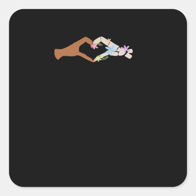 Skeleton Hands Heart Show Basic Square Sticker (Front)