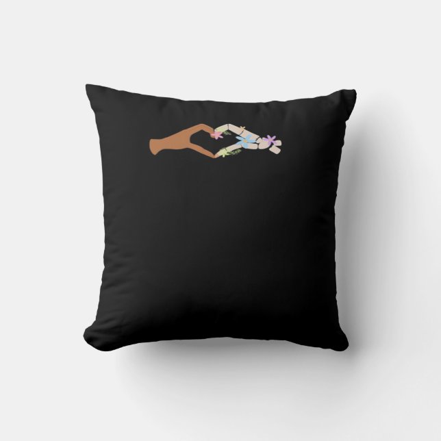 Skeleton Hands Heart Show Basic Throw Pillow (Front)