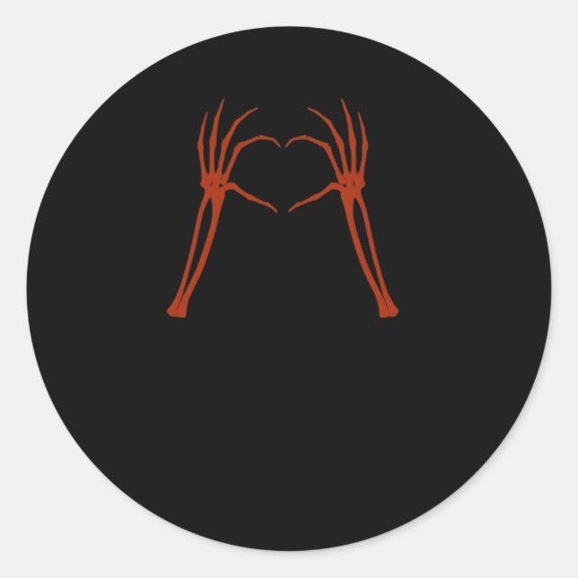 Skeleton Hands Heart Sign Costume Funny Halloween  Classic Round Sticker (Front)