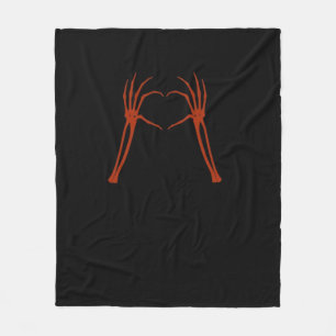 Skeleton Hands Heart Sign Costume Funny Halloween Fleece Blanket