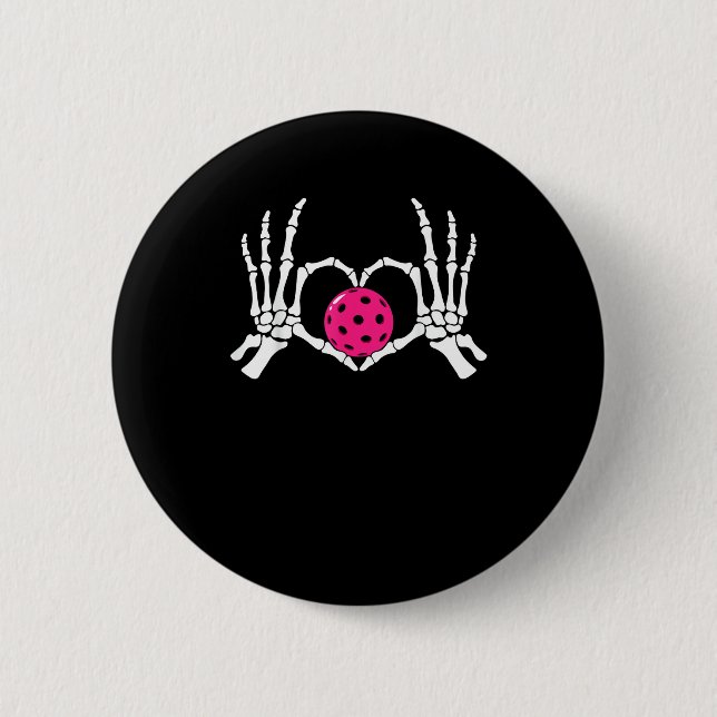 Skeleton Hands Heart Sign Funny Pickle Valentine's 2 Inch Round Button (Front)