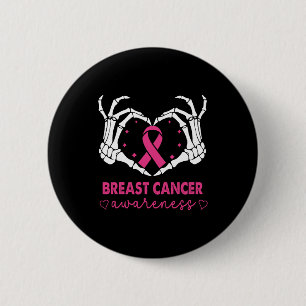 Skeleton Hands Heart Sign Halloween Breast Cancer  2 Inch Round Button
