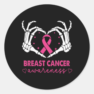 Skeleton Hands Heart Sign Halloween Breast Cancer Classic Round Sticker