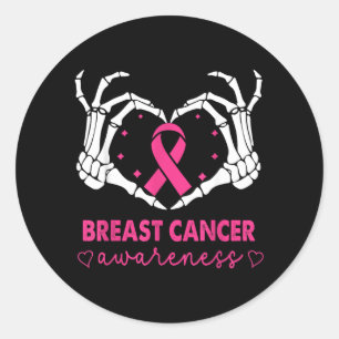 Skeleton Hands Heart Sign Halloween Breast Cancer Classic Round Sticker
