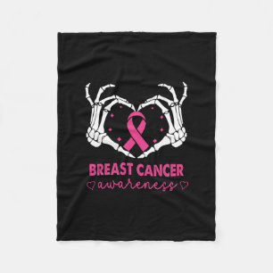 Skeleton Hands Heart Sign Halloween Breast Cancer Fleece Blanket