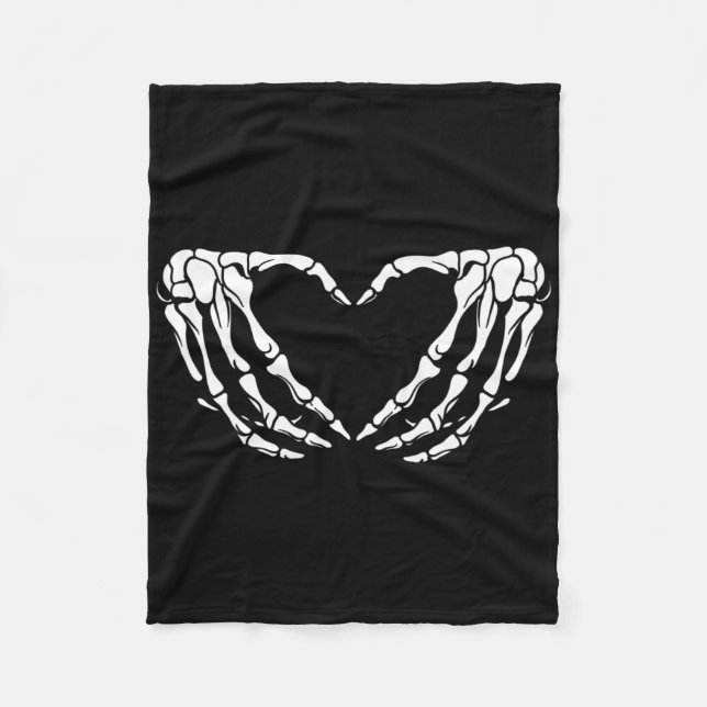 Skeleton Hands Heart Sign Halloween Costume Women  Fleece Blanket (Front)