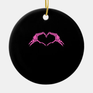 Skeleton Hands Heart Sign Retro Halloween Ceramic Ornament