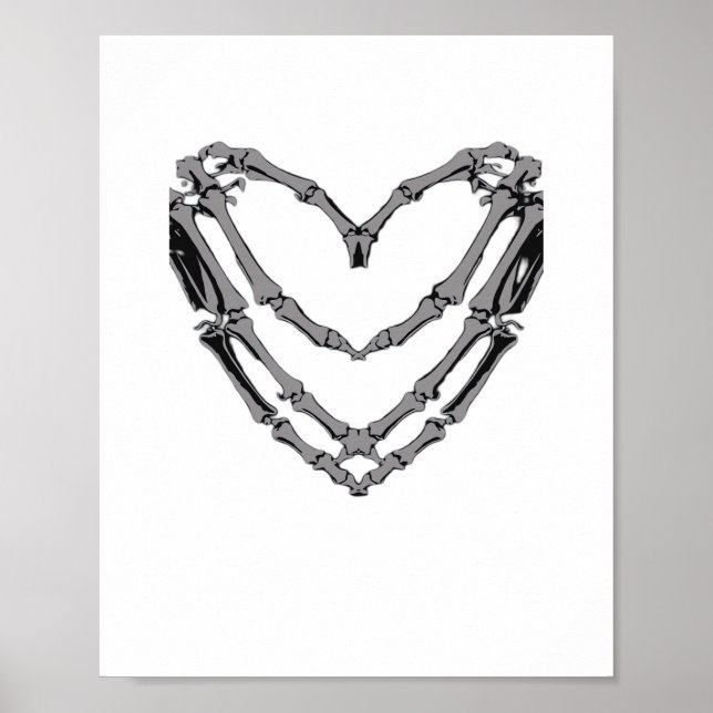 Skeleton Hands Heart Sign Retro Halloween Costume  (Front)